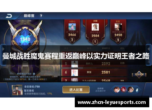 曼城战胜魔鬼赛程重返巅峰以实力证明王者之路