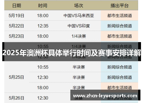 2025年澳洲杯具体举行时间及赛事安排详解 2025年澳洲杯具体举行时间及赛事安排详解
