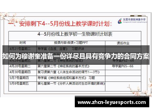 如何为穆谢奎准备一份详尽且具有竞争力的合同方案